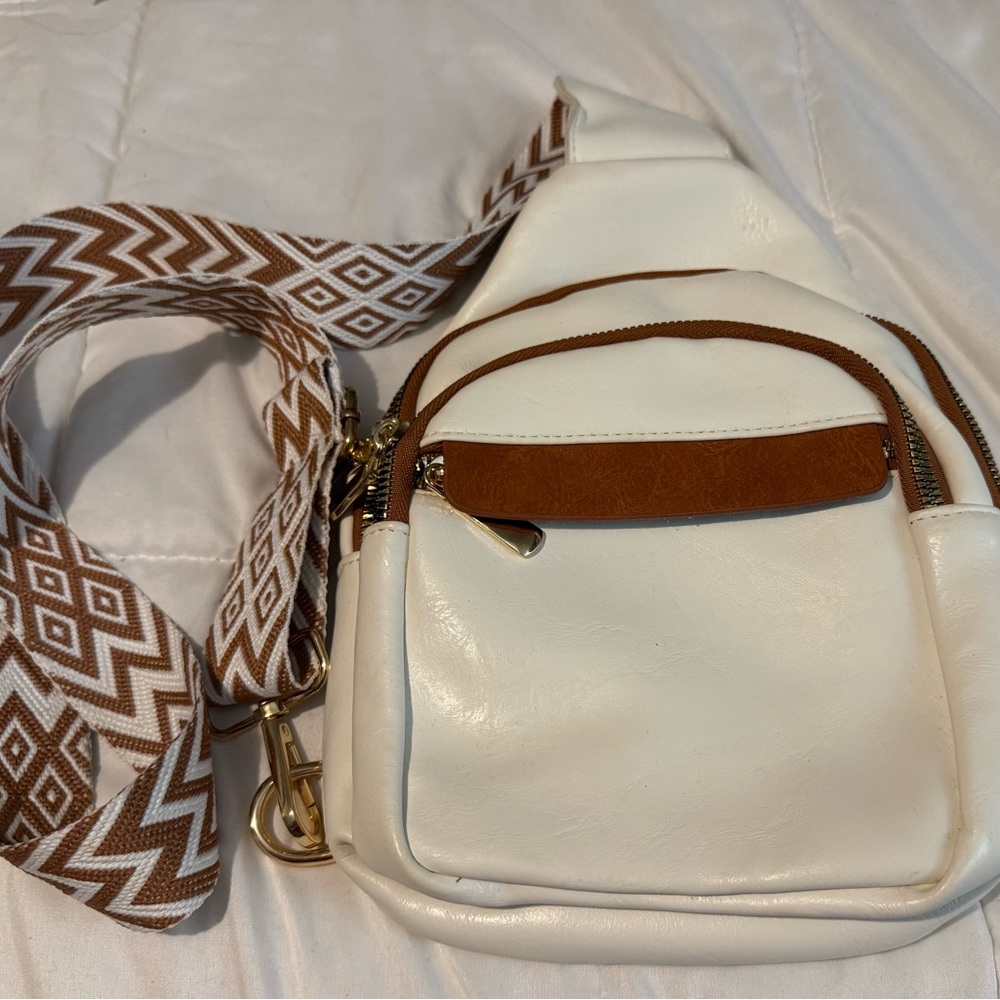 Stylish Cream and Brown Women's Bag
